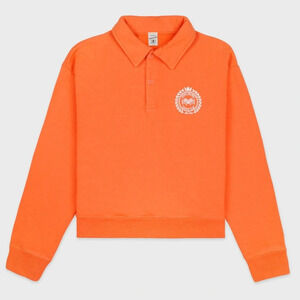 NWOT Sporty & Rich Orange Open Polo Sweatshirt Pomodoro/White Size Small